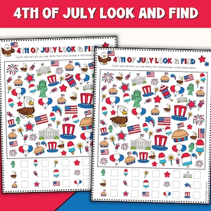 4th of July I Spy Activity, 4th of July Printable Activity for Kids, Independence Day Activity, Look and Find Activity for Kids