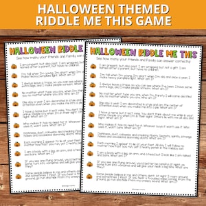 Halloween Riddle Me This, Halloween Trivia Game, Kids Halloween Party Games