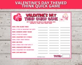 Valentine's Day Themed Think Quick Game, Valentine's Day Trivia Game, Galentine's Day Group Game