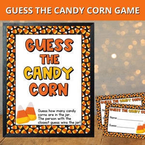 Candy Corn Guessing Game, Fall Harvest Game, Halloween Party Games for Kids, Halloween Party Game Signs