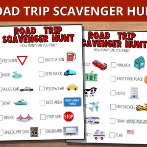 Road Trip Scavenger Hunt, Scavenger Hunt Printable for Kids, Car Ride Activity, Rainy Day Activity