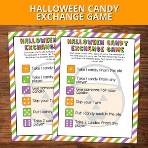 Halloween Candy Exchange Dice Game, Candy Dice Game Printable, Halloween Party Games for Kids, Halloween Candy Game