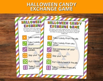 Halloween Candy Exchange Dice Game, Candy Dice Game Printable, Halloween Party Games for Kids, Halloween Candy Game