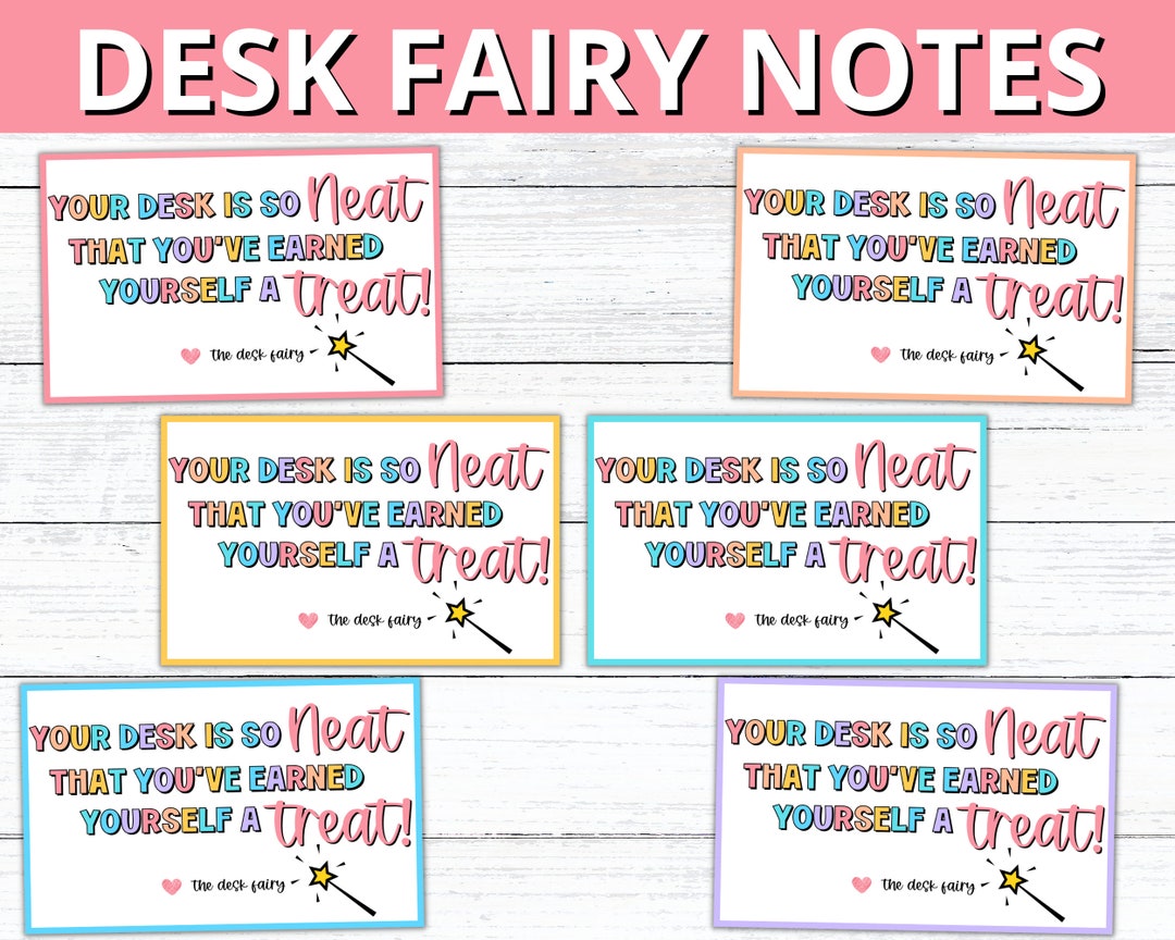 Desk Fairy Notes Printable Desk Fairy Treat Cards Desk Fairy Etsy