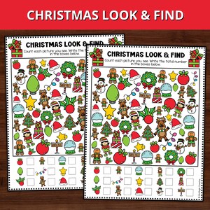 Christmas Look and Find Game, Kids Christmas Activity,  Christmas I Spy Printable Game for Kids