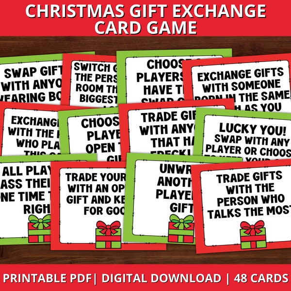 Christmas Gift Exchange Game, Yankee Swap, White Elephant Gift Exchange Cards, Family Christmas Gift Game, Yankee Swap