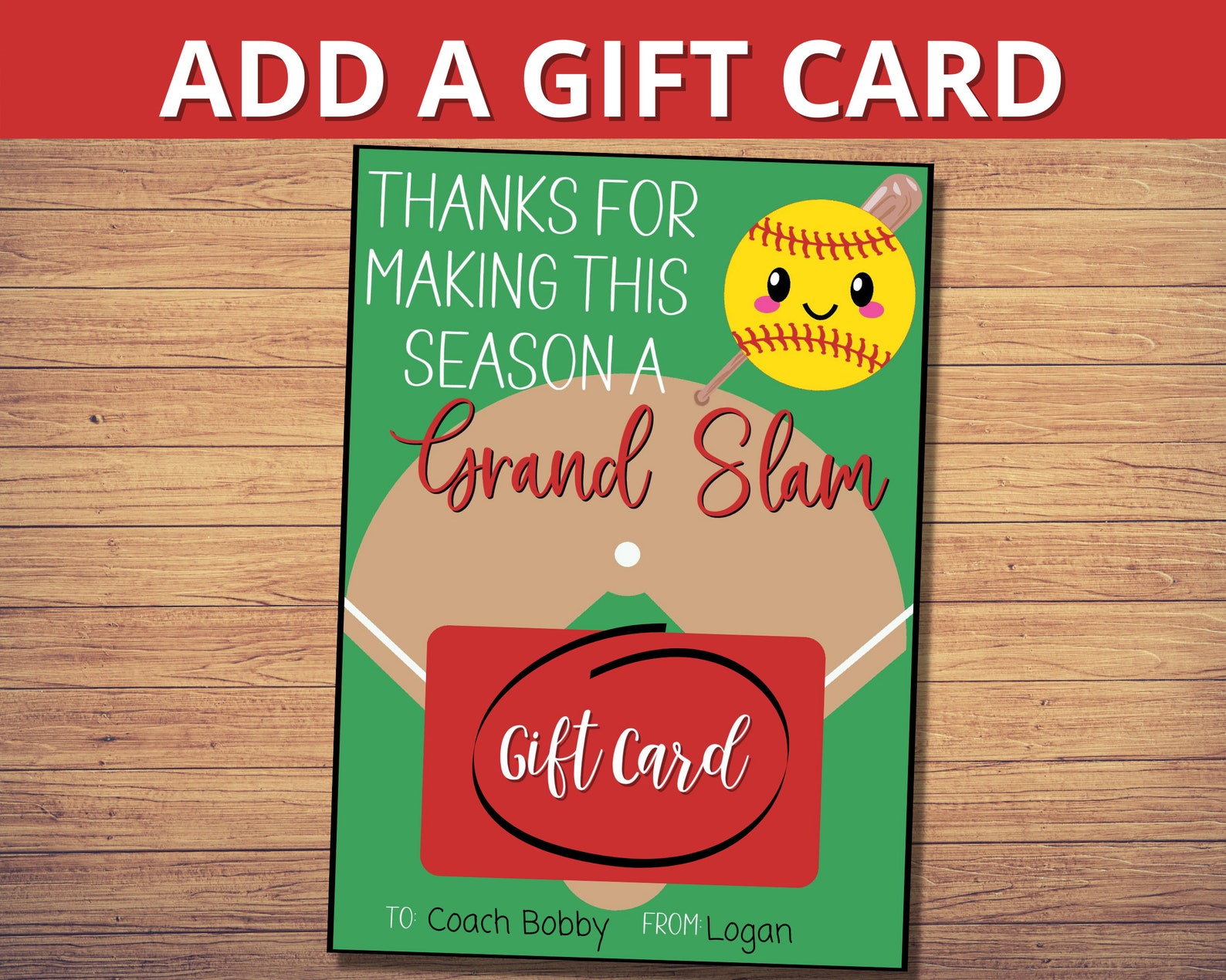 Softball Coach Gift Card Holder Coach Thank You Gift Etsy
