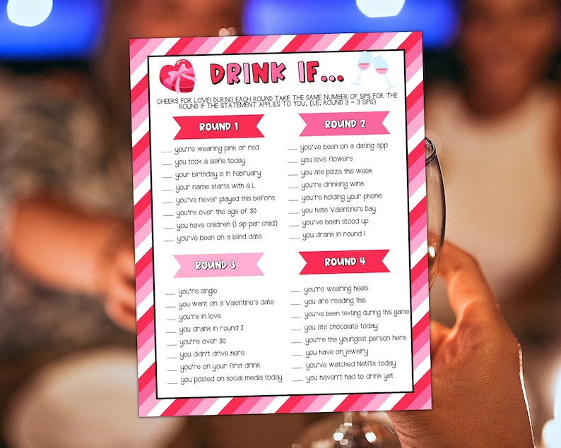 Valentine's Day Drink If Game Adult Galentine's Day Etsy