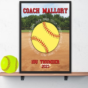 Custom Softball Coach Gift, Thank You Softball Coach Printable, Softball Coach End of Season Gift