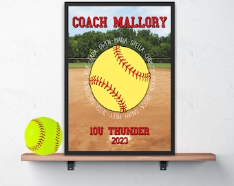 Custom Softball Coach Gift, Thank You Softball Coach Printable, Softball Coach End of Season Gift