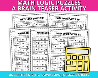 Back to School Mathe Logik Puzzle, Denksportaufgaben für Kinder, Begabte und Talentierte Bereicherung, druckbare Logikrätsel, Mathe Bereicherung