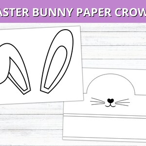 Easter Bunny Paper Crown, Bunny Ears Headband, Printable Easter Craft