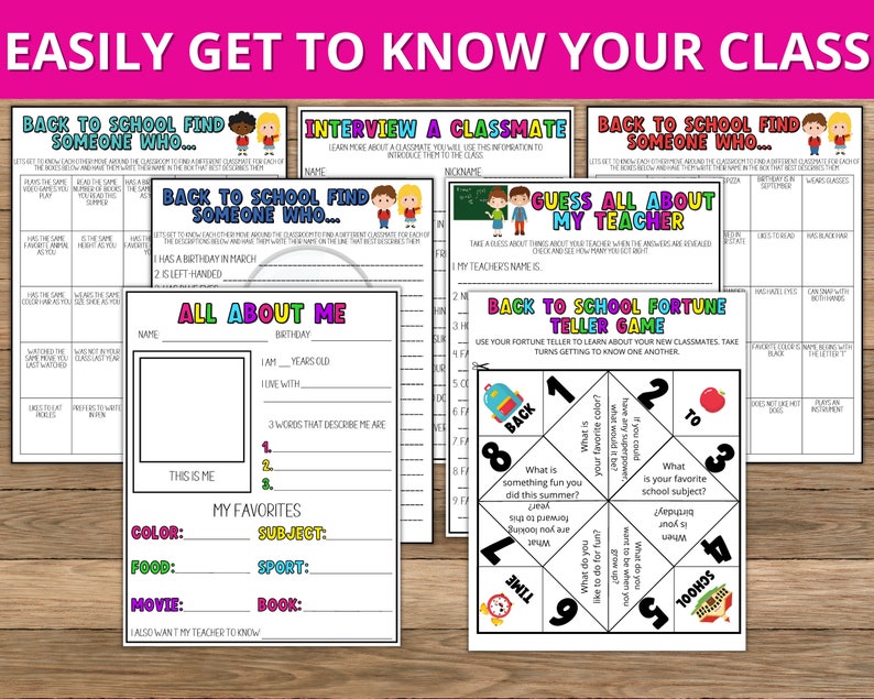 Get to Know You Activities for Kids First Day of School Etsy