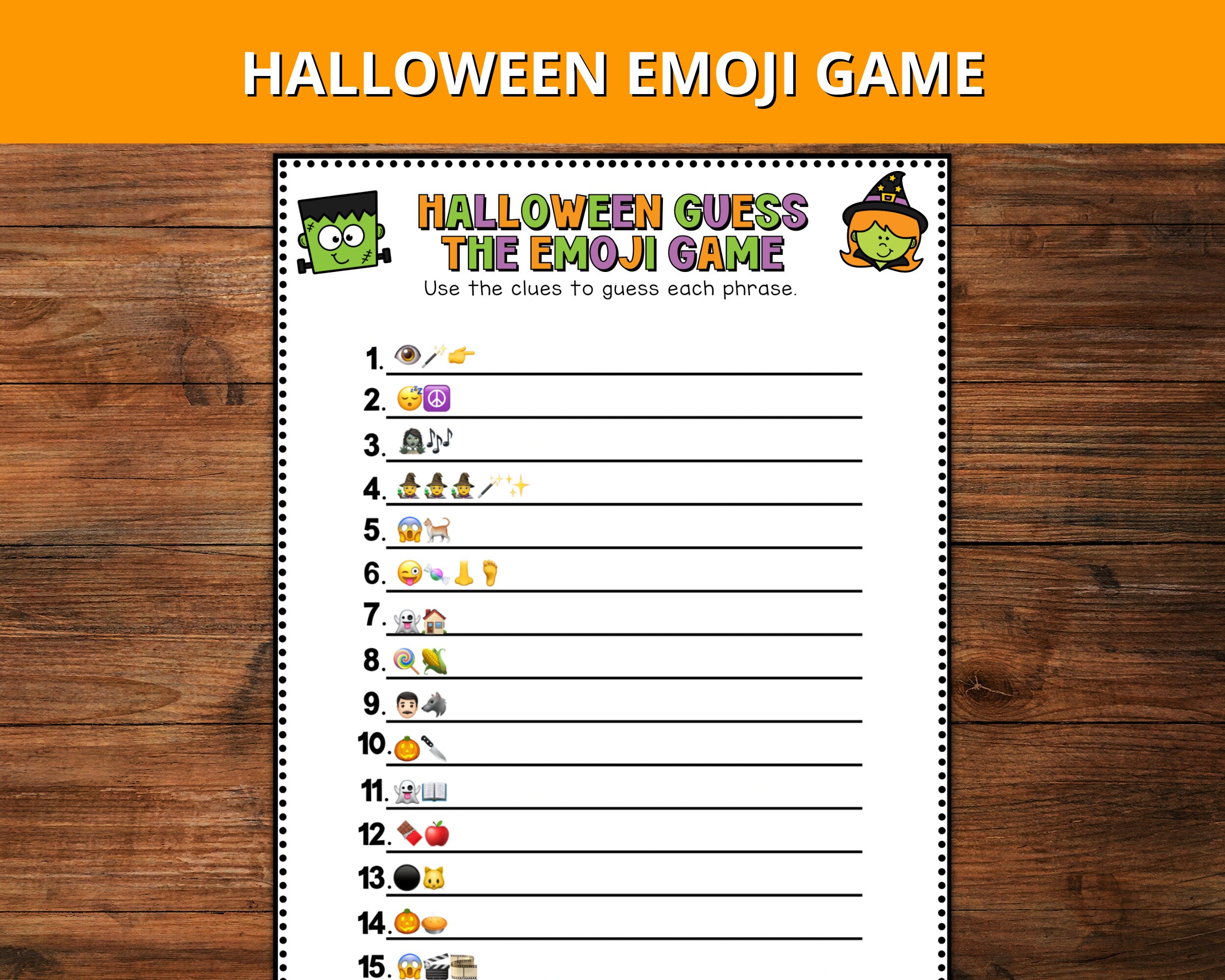 Halloween Guess the Emoji Game Halloween Activities - Etsy