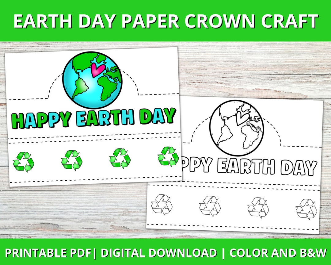 Earth Day Paper Crown Activity Printable Earth Day Headband Etsy