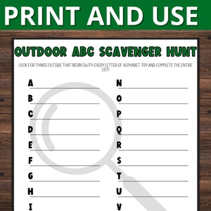 Outdoor Alphabet Scavenger Hunt Nature Scavenger Hunt - Etsy