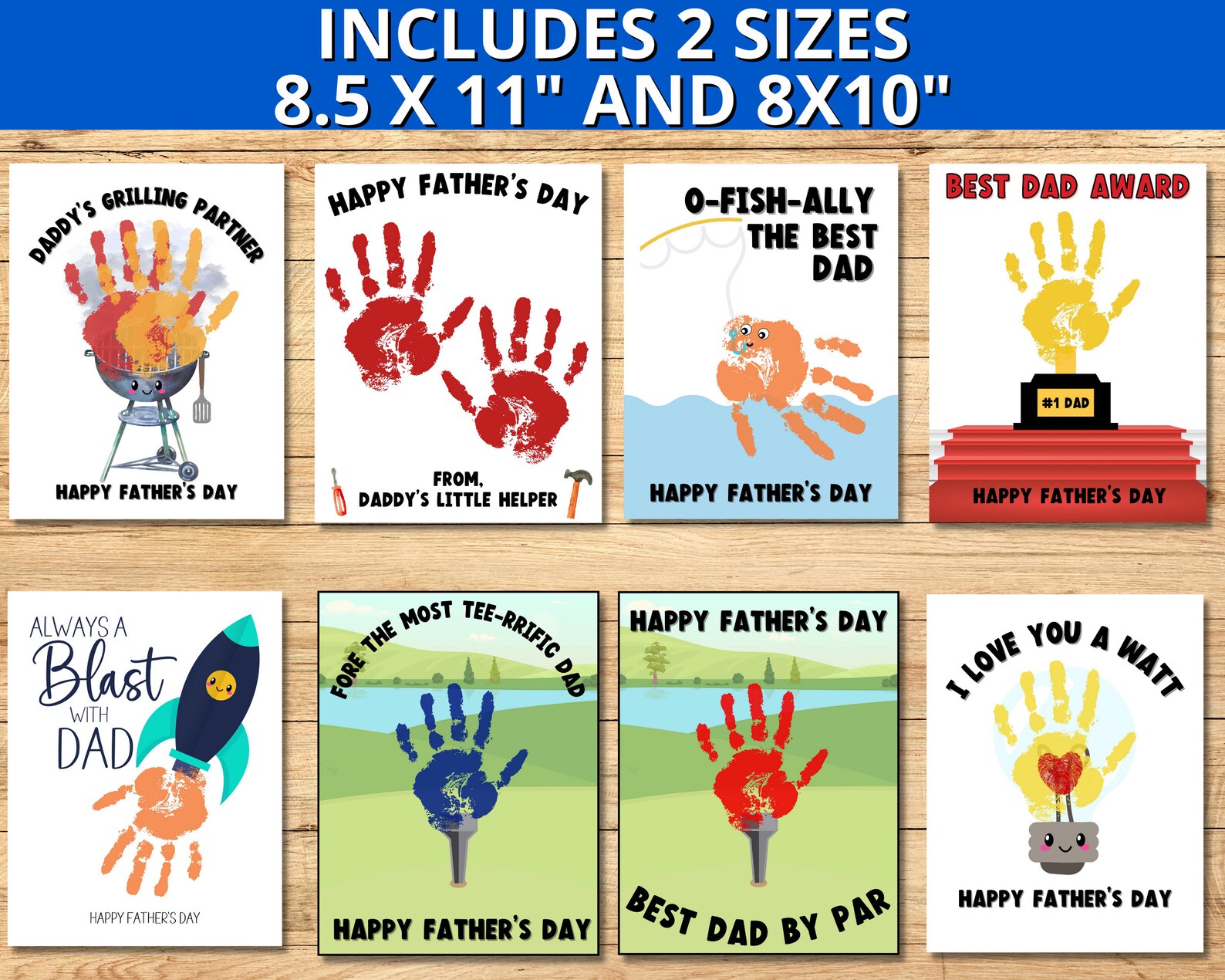 Father's Day Handprint Art, Father's Day Handprint Keepsake, Printable