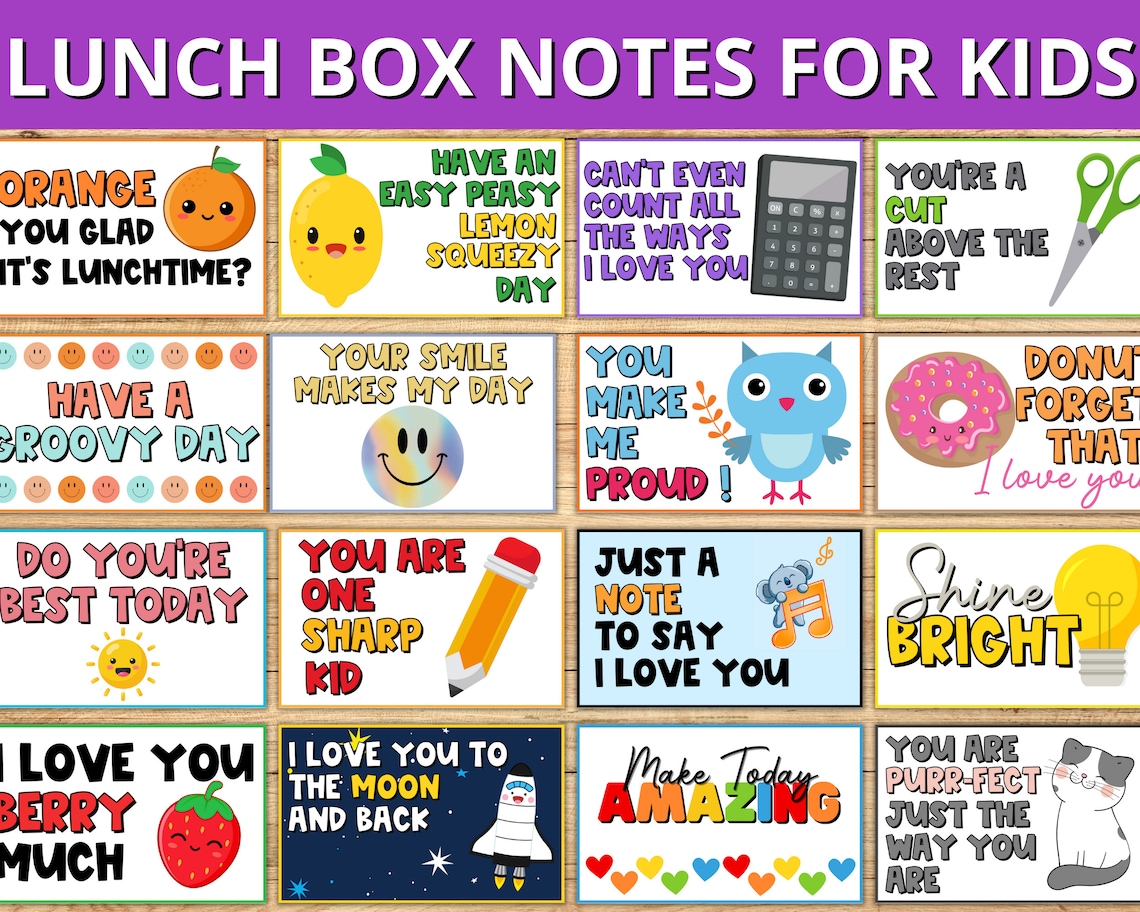 Lunch Box Notes for Kids Lunch Box Note Template Positive - Etsy