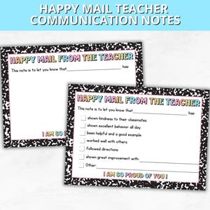 Happy Mail docent communicatienotities, docentenpostkaarten, opmerking van de docent, docent opschepkaarten, positieve opmerking van de docent