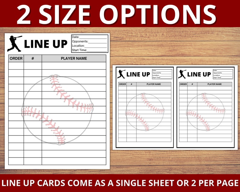 Baseball Line up Card Template, Batting Line up Printable, Baseball
