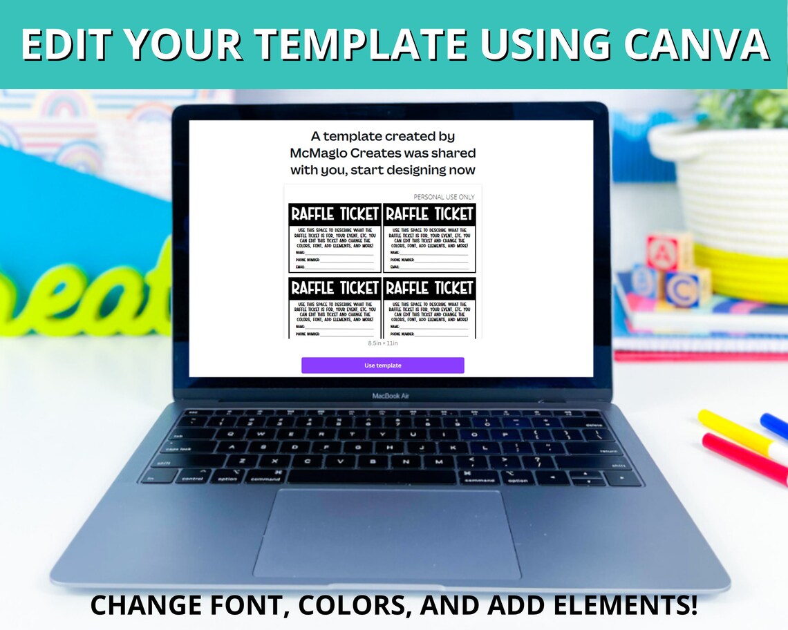 Editable Raffle Ticket Template, Printable Raffle Ticket - Etsy
