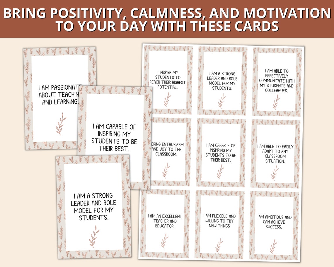 Teacher Affirmation Printable Cards, Positive Affirmations for Teachers ...