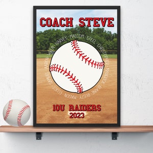 Custom Baseball Coach Gift, Thank You Baseball Coach Printable, Baseball Coach End of Season Gift