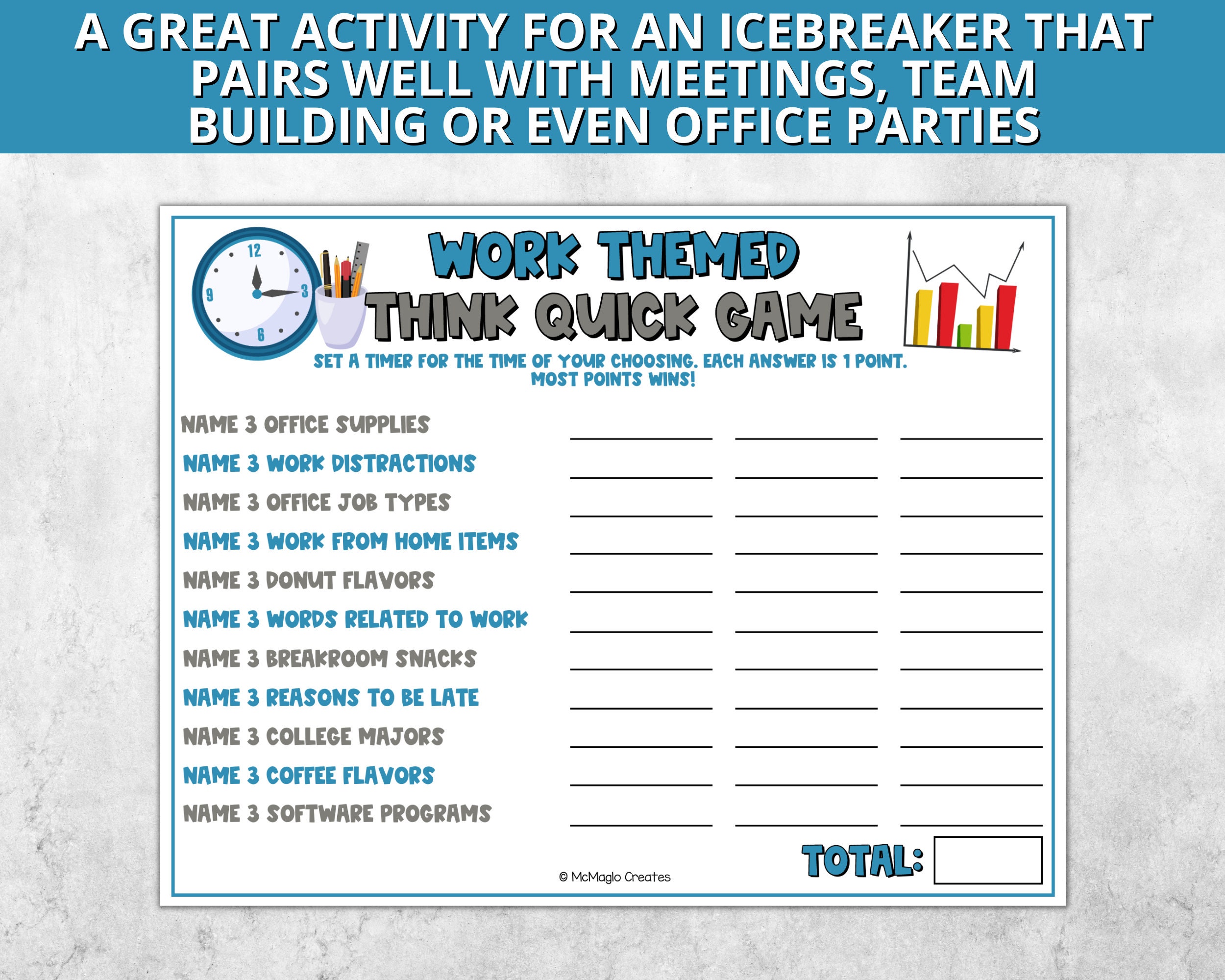 Work Themed Think Quick Game, Office Party Games, Office Icebreakers ...