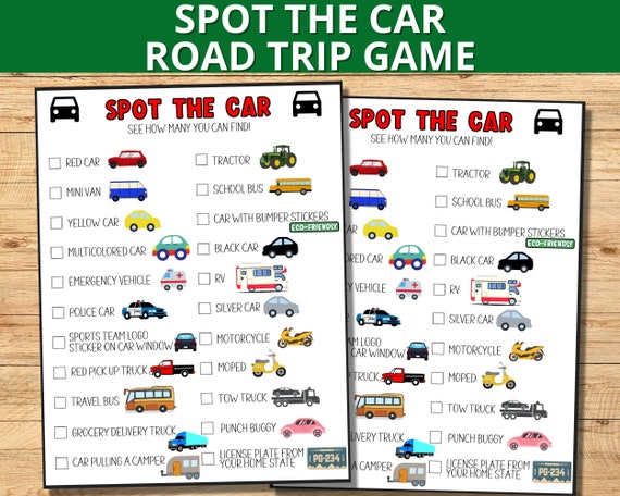 Spot the Car Road Trip Game, Road Trip Scavenger Hunt Printable for Kids,  Car Ride Activity 