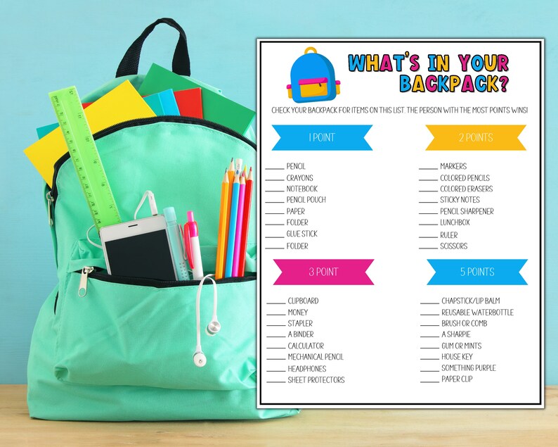 Back to School What's in Your Backpack Activity First Day Etsy