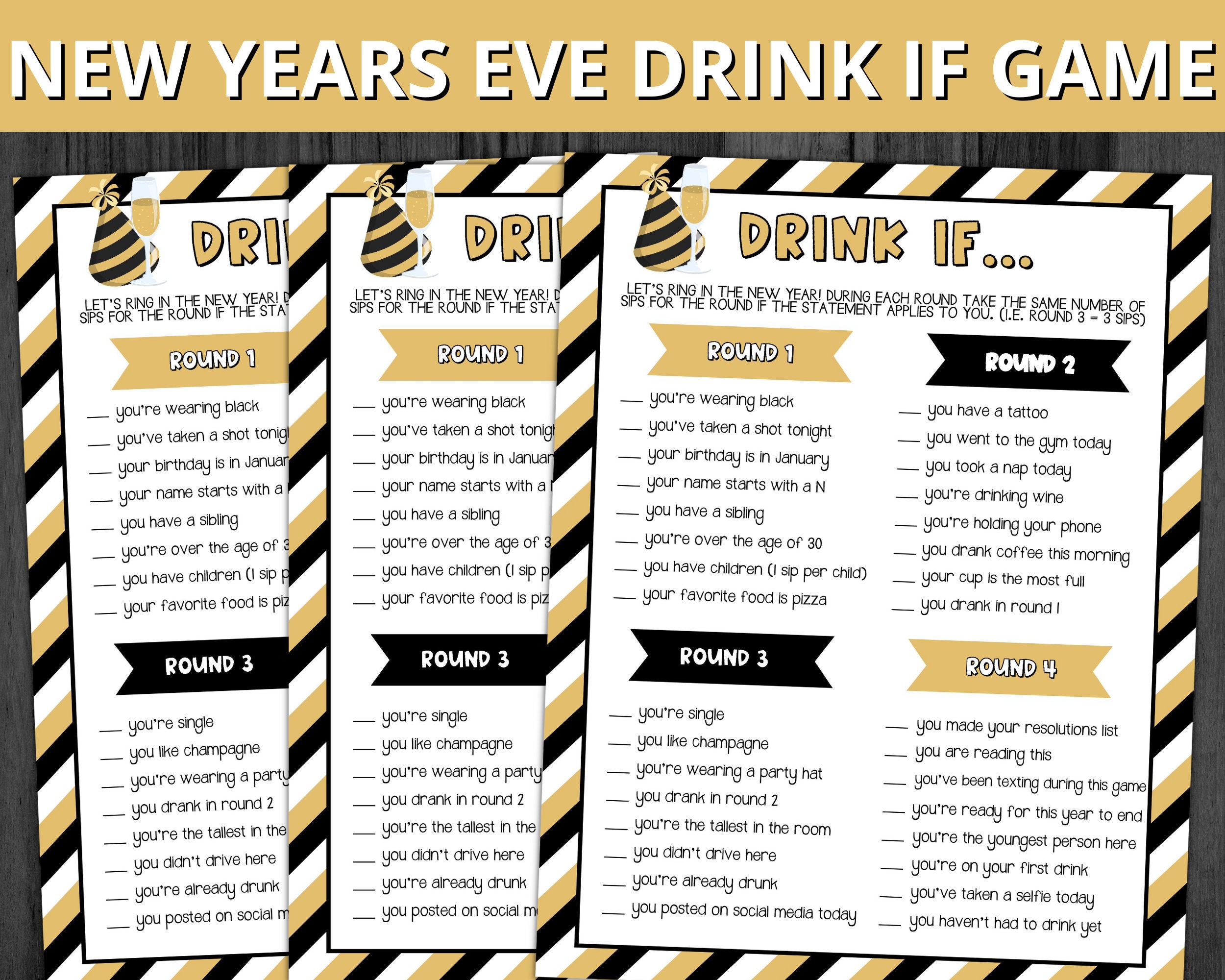 New Year's Eve Drink If Game, Adult New Year's Eve Drinking Game ...