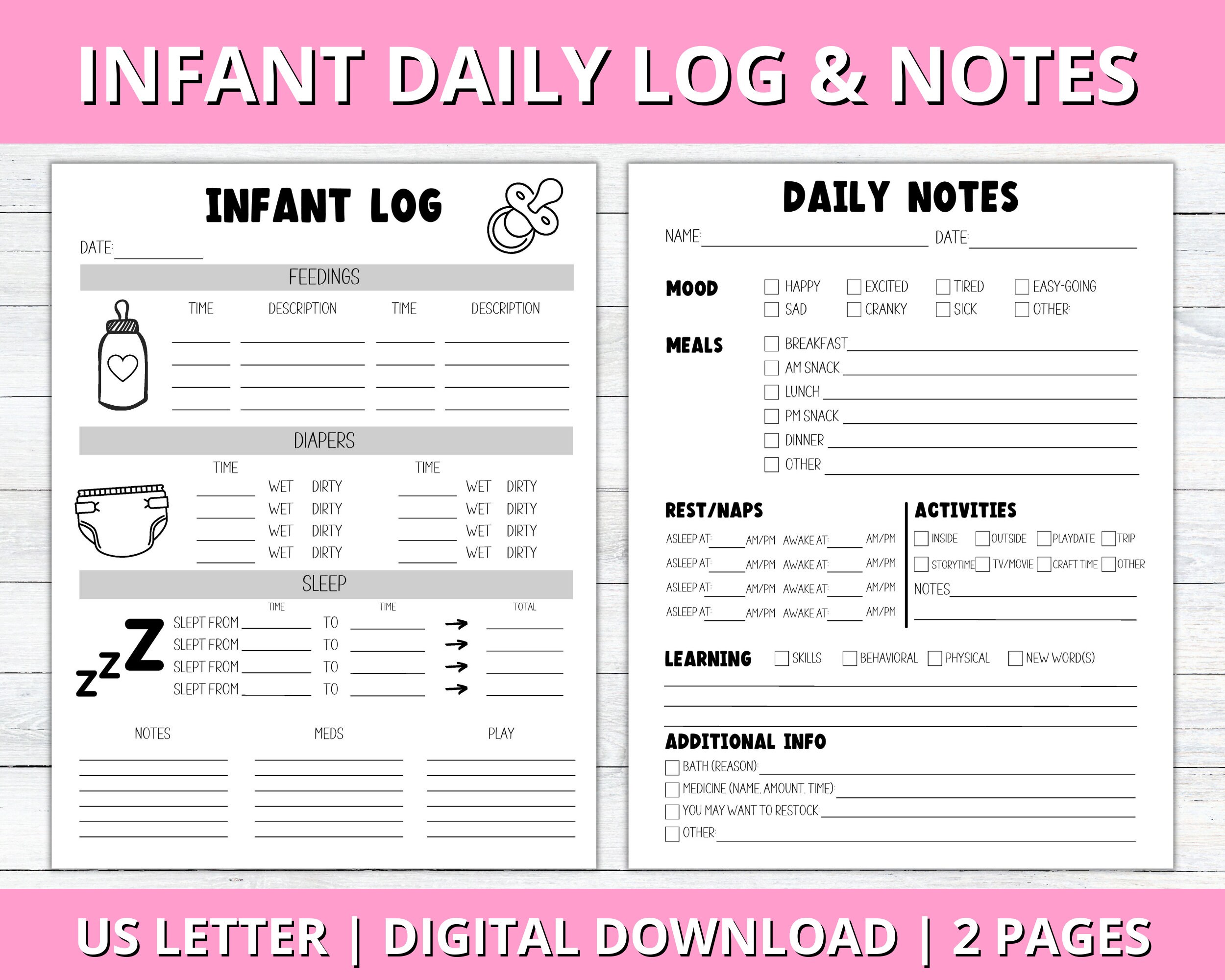 Free Printable Infant Daily Log Fanny Printable