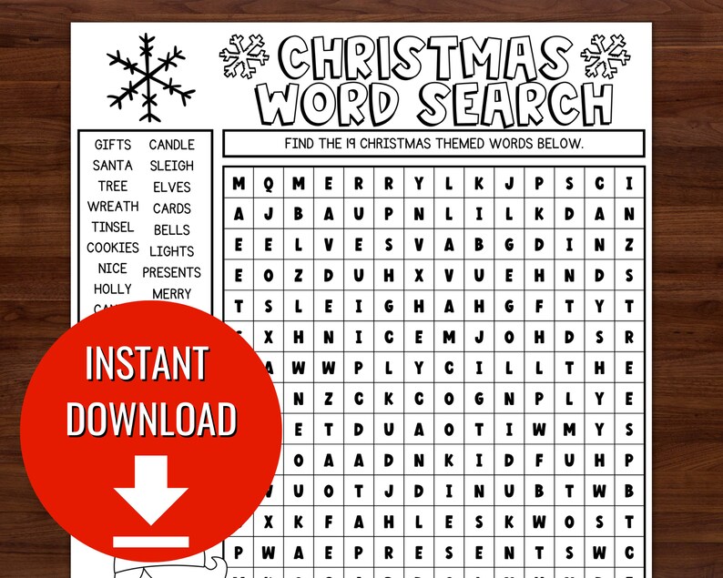 Christmas Activity Sheet Christmas Word Search and Word - Etsy
