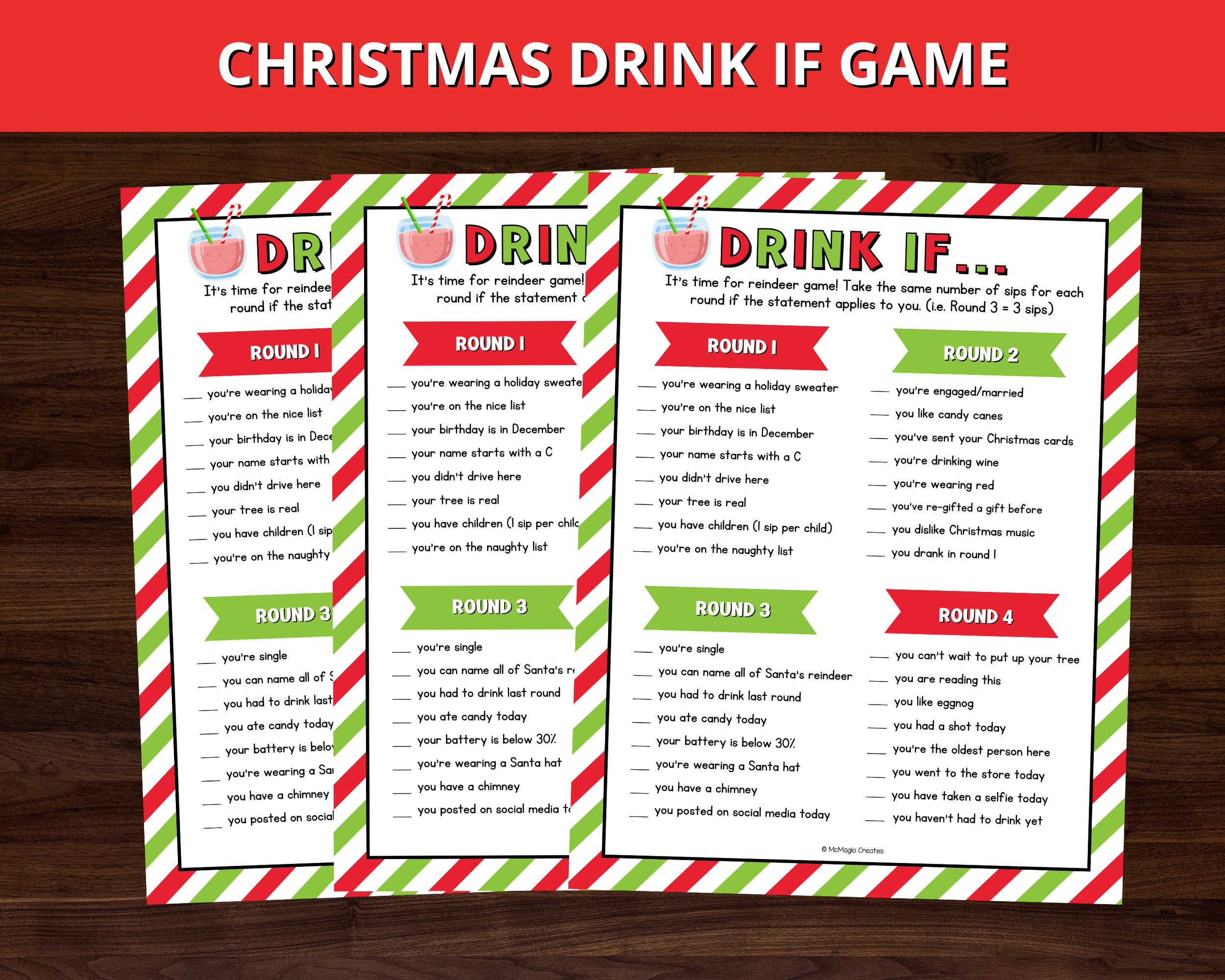 Christmas Drink If Game, Holiday Drink If Game, Adult Christmas Christmas Drinking Games