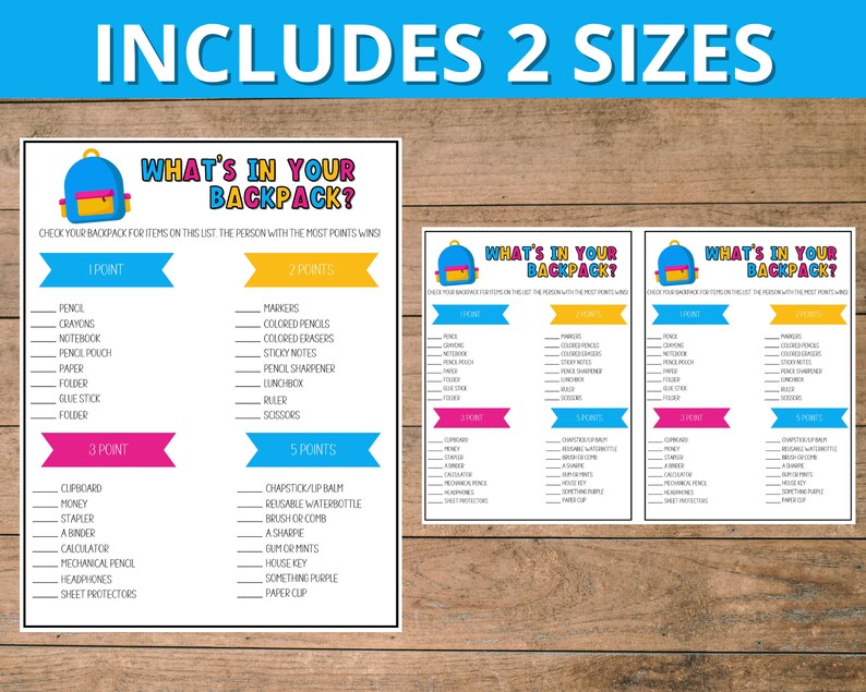 Back to School What's in Your Backpack Activity First Day Etsy