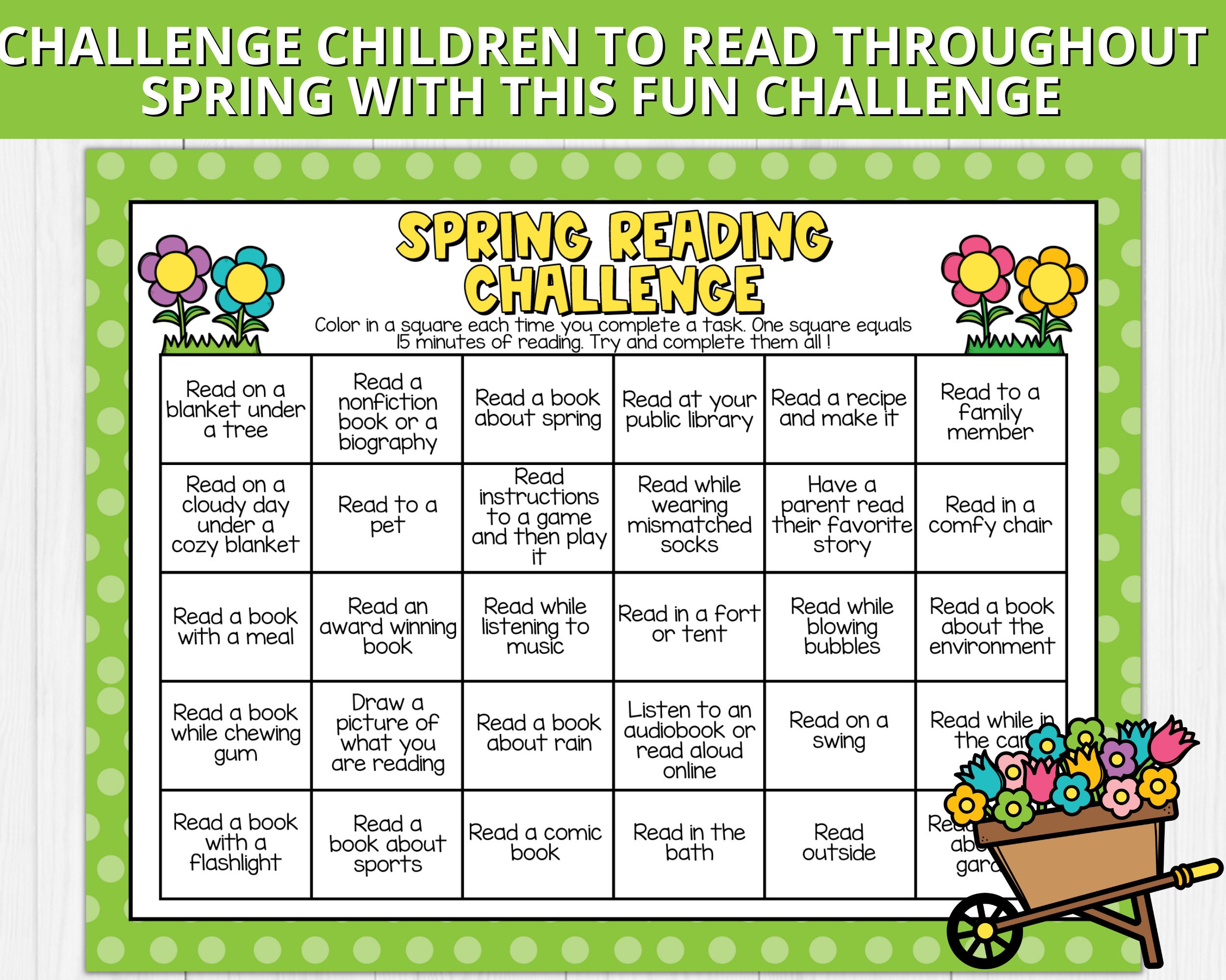 Spring reading challenge for kids reading printable activities kids