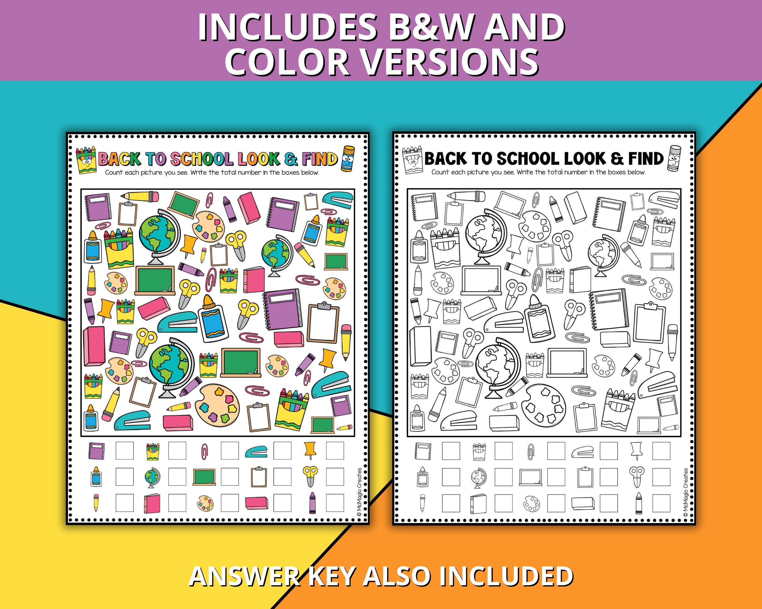 Back to School I Spy Activity for Kids, Back to School Printable, Back ...