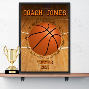 Custom Basketball Coach Gift, Thank You Basketball Coach Printable, Basketball Coach End of Season Gift