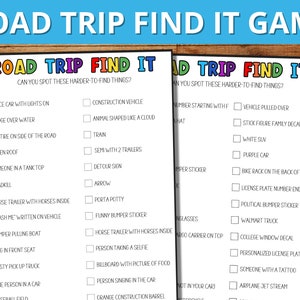 Road Trip Find It Game,  Scavenger Hunt Printable for Kids, Car Ride Activity