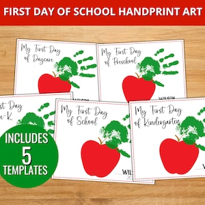 First Day of School Handprint Art, First Day Handprint Keepsake, First Day of School Printable, Homeschool Handprint Printable