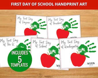 First Day of School Handprint Art, First Day Handprint Keepsake, First Day of School Printable, Homeschool Handprint Printable