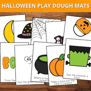 Halloween Knete Matten, druckbare Knete Matten, Halloween Aktivität für Kinder, Halloween Vorschulbevorzugungen