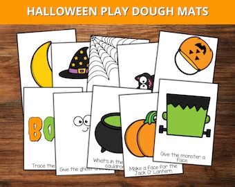 Halloween Play Dough Mats, Printable Play Dough Mats, Halloween Activity for Kids, Halloween Preschool Favors