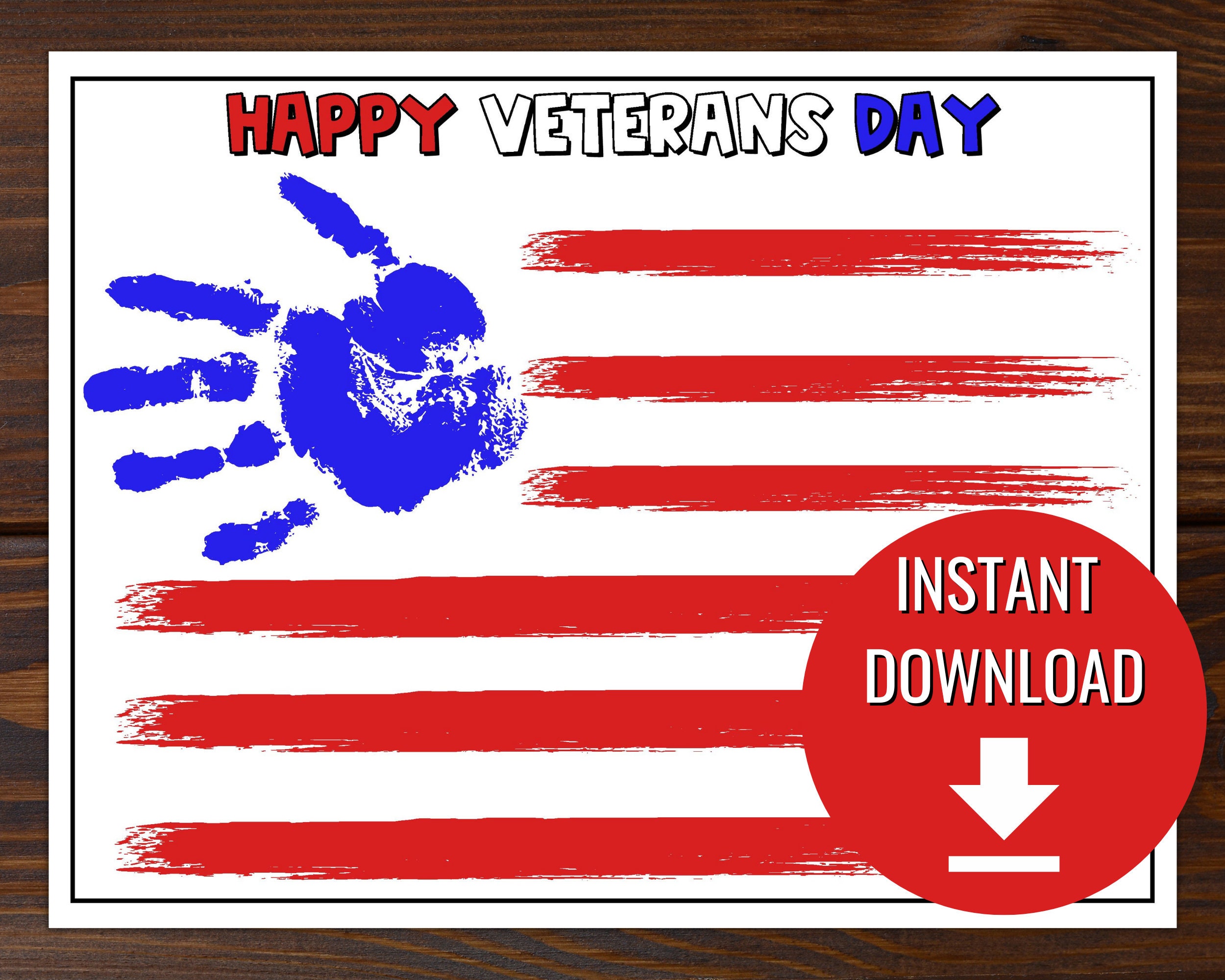 Veterans Day Handprint Art, Flag Handprint Art for Veterans Day