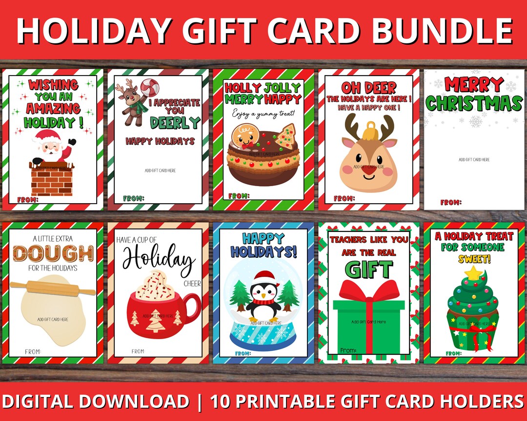 Printable Christmas Gift Card Holder, Holiday Gift Card Holder, Staff