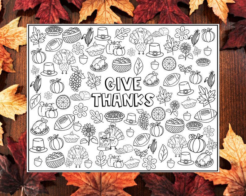 Thanksgiving Doodles Coloring Page Thanksgiving Coloring - Etsy
