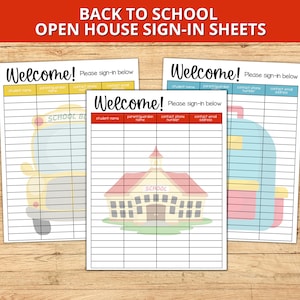 Back to School Open House Sign In Sheet, Classroom Sign In Sheet Printable, Meet the Teacher Sign In Sheet, Back to School Night Form