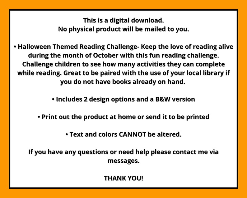 Halloween Reading Challenge for Kids, Printable Reading Challenge Activities, Reading Challenge Template image 8