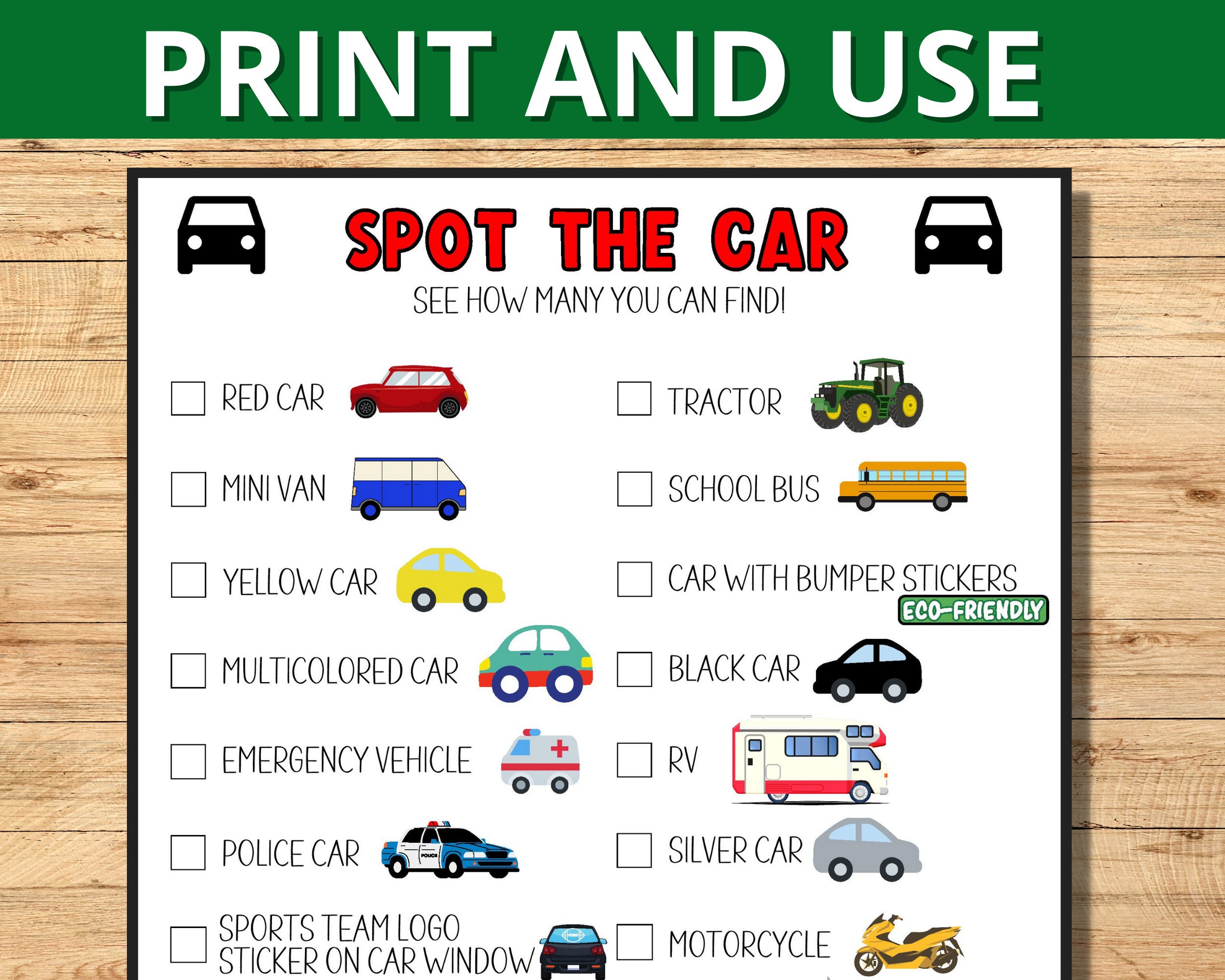 Spot the Car Road Trip Game, Road Trip Scavenger Hunt Printable for ...