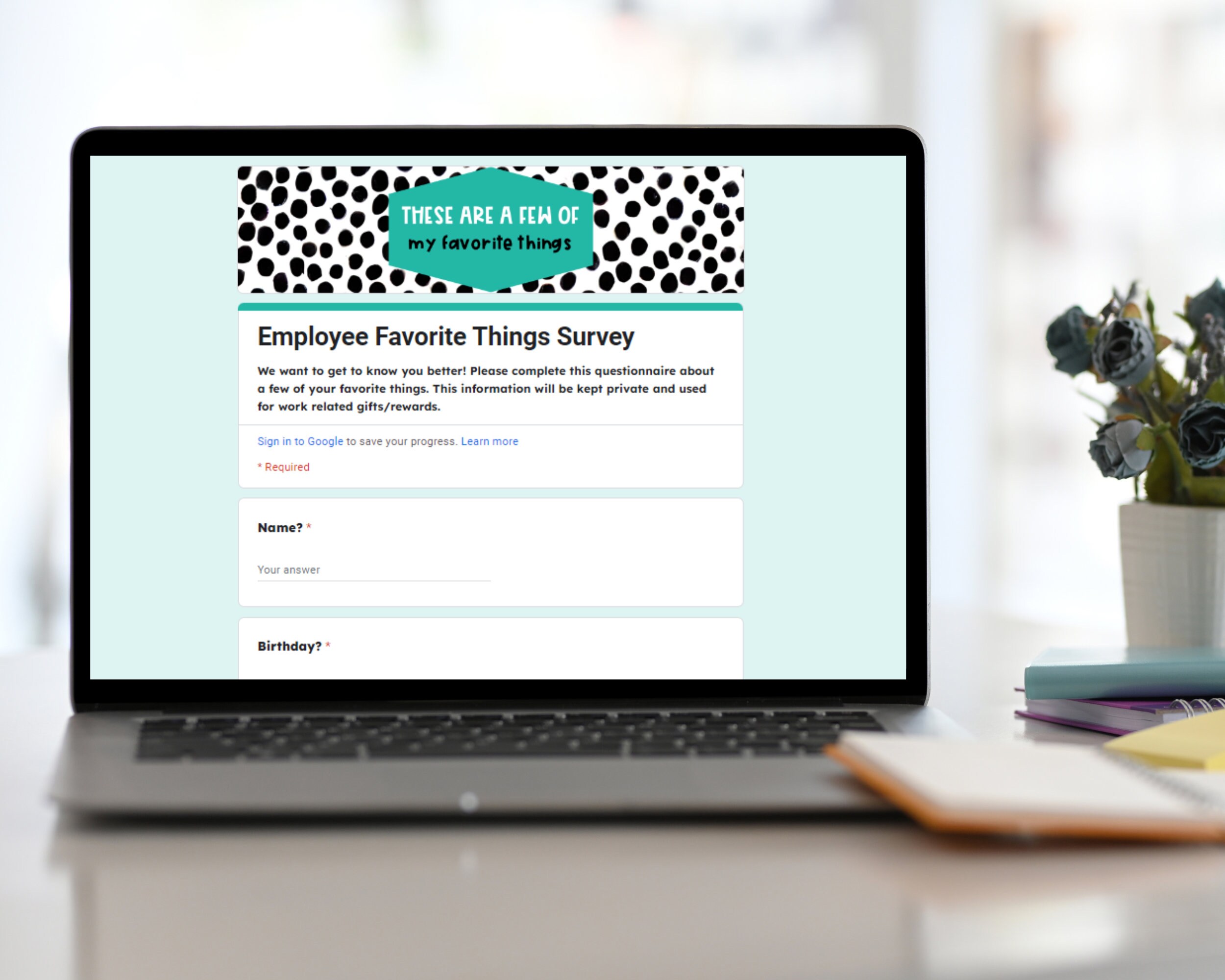 Employee Favorite Things Questionnaire, Editable Google Form - Etsy